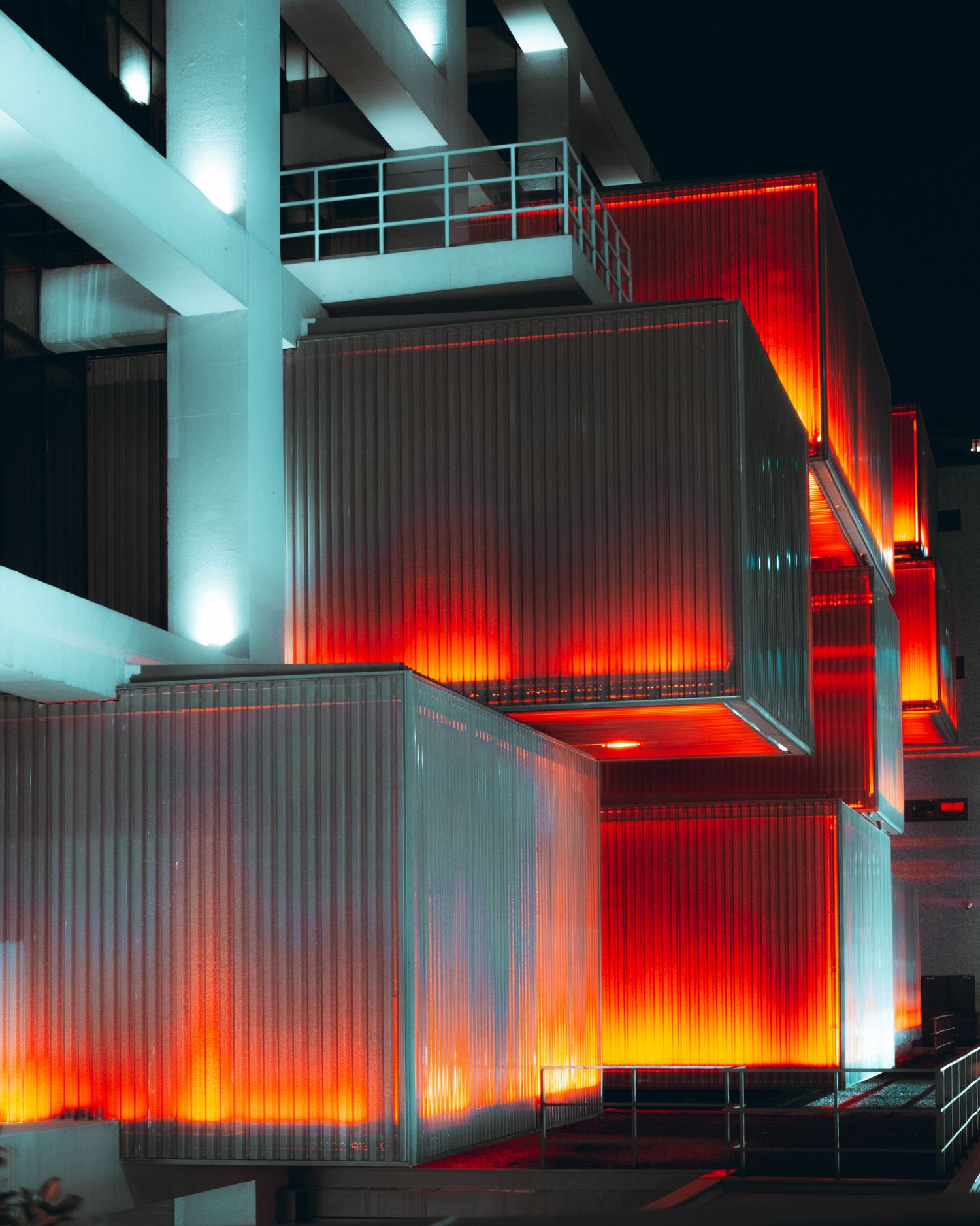 Modern building with fire safety lighting
