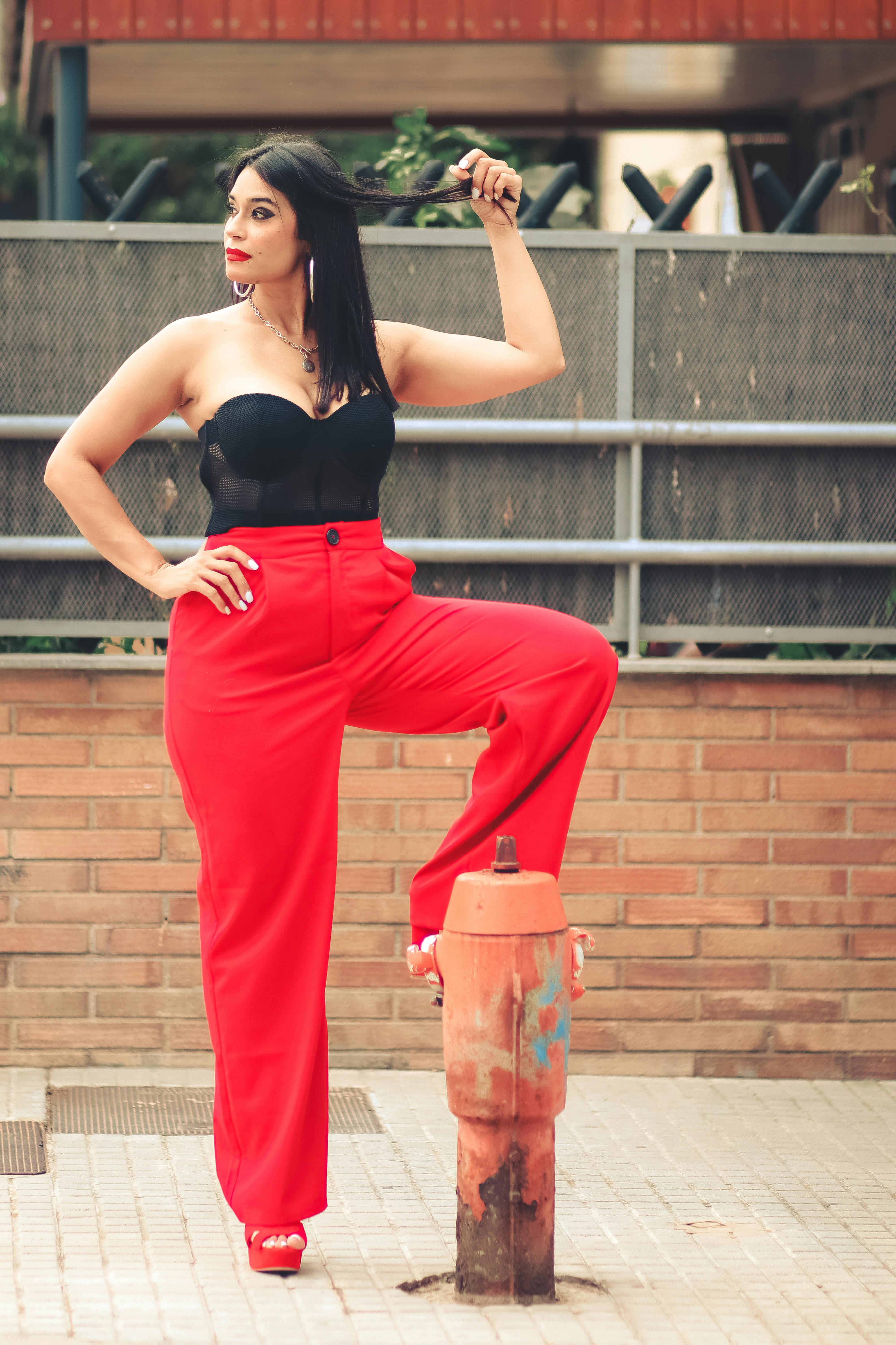 High Waisted Red Pants Outfit Photos, Download The BEST Free High Waisted Red  Pants Outfit Stock Photos & HD Images