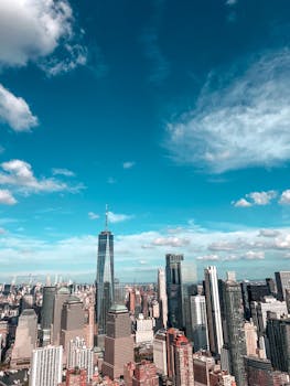 Discover the breathtaking view of New York City with the iconic One World Trade Center.