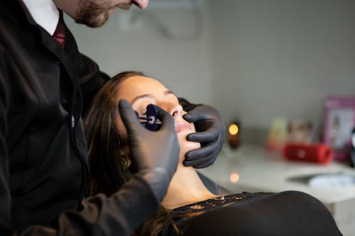 A Woman Getting Her Lips Done