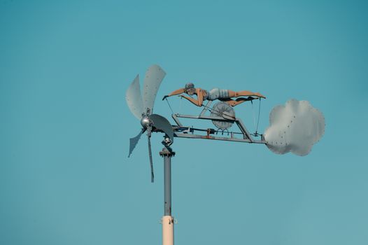 Wind Swimmer Weather Vane Under Blue Sky
