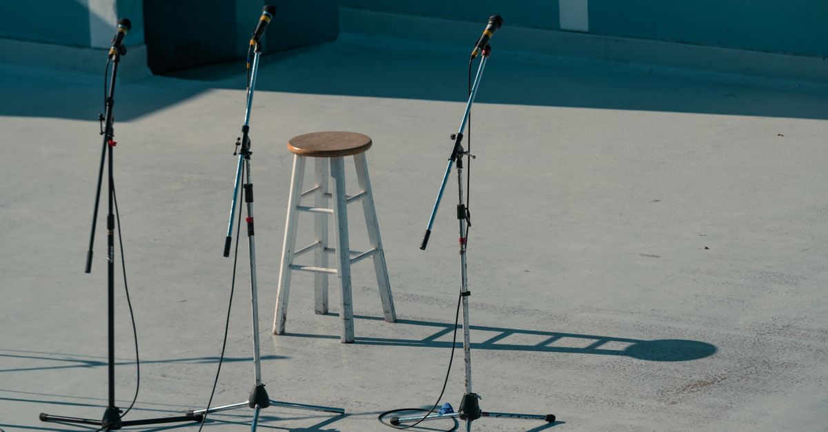 Microphones and a Bar Stool ยท Free Stock Photo