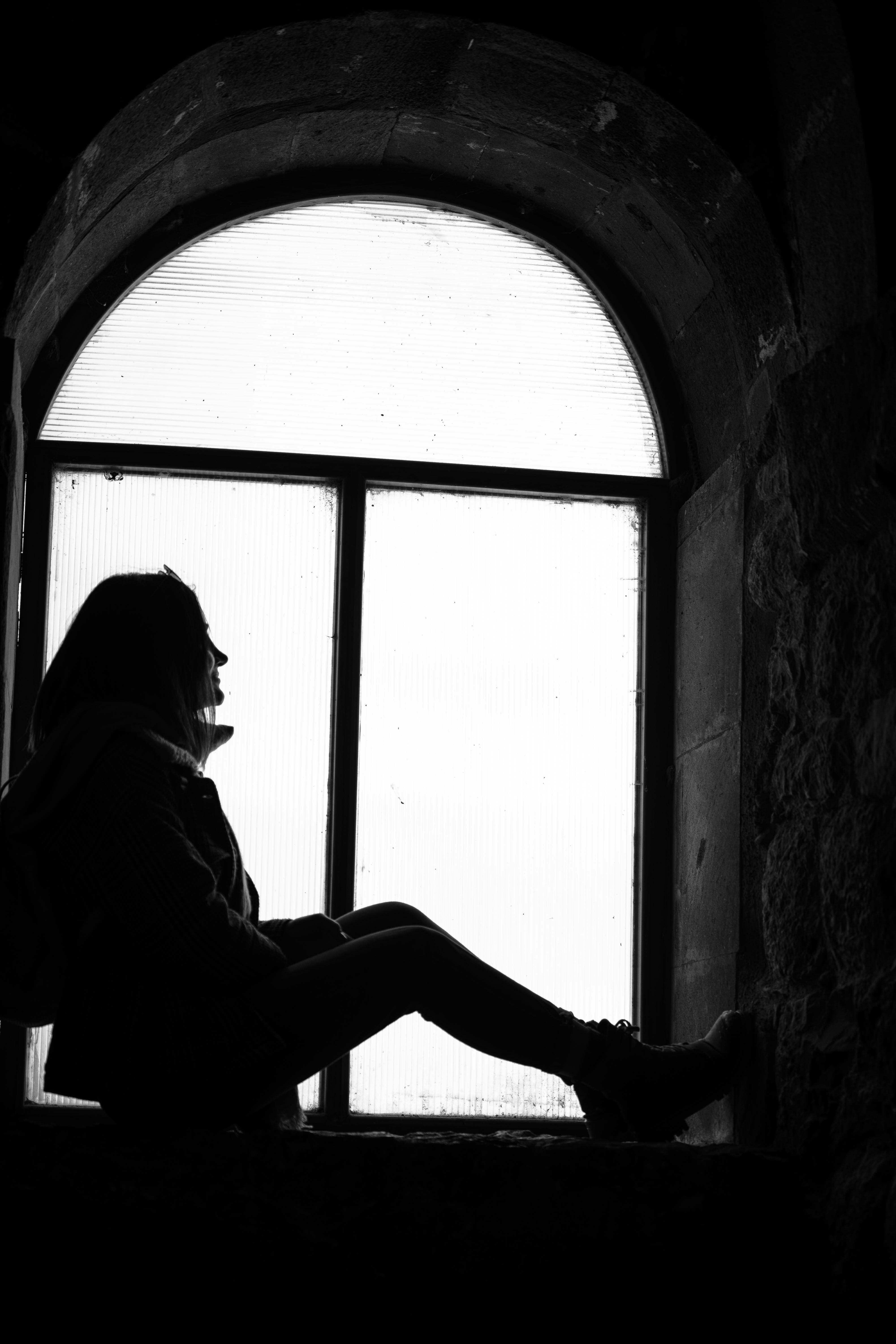 Monochrome Photo of Jalousie Window · Free Stock Photo