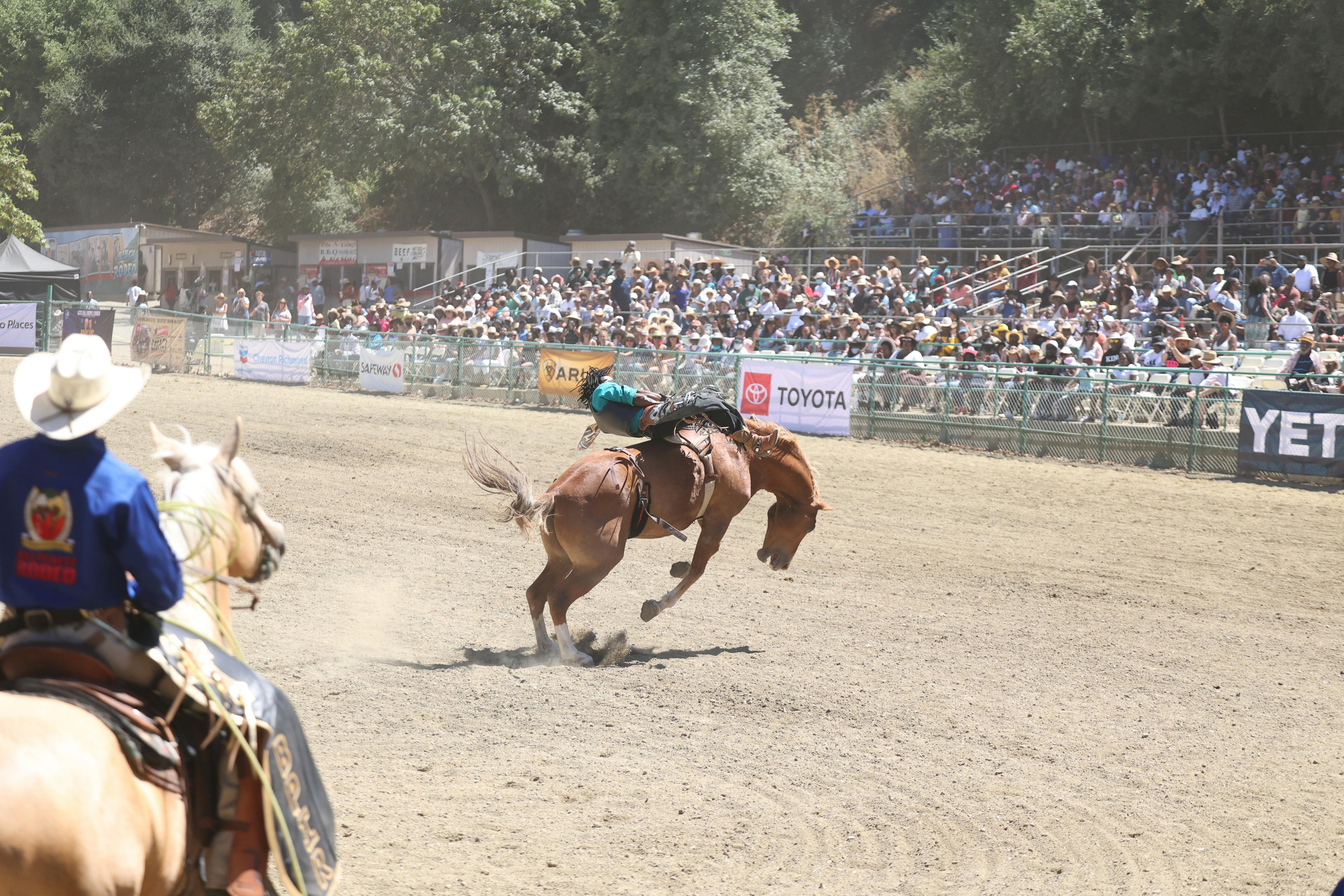 a man riding a horse