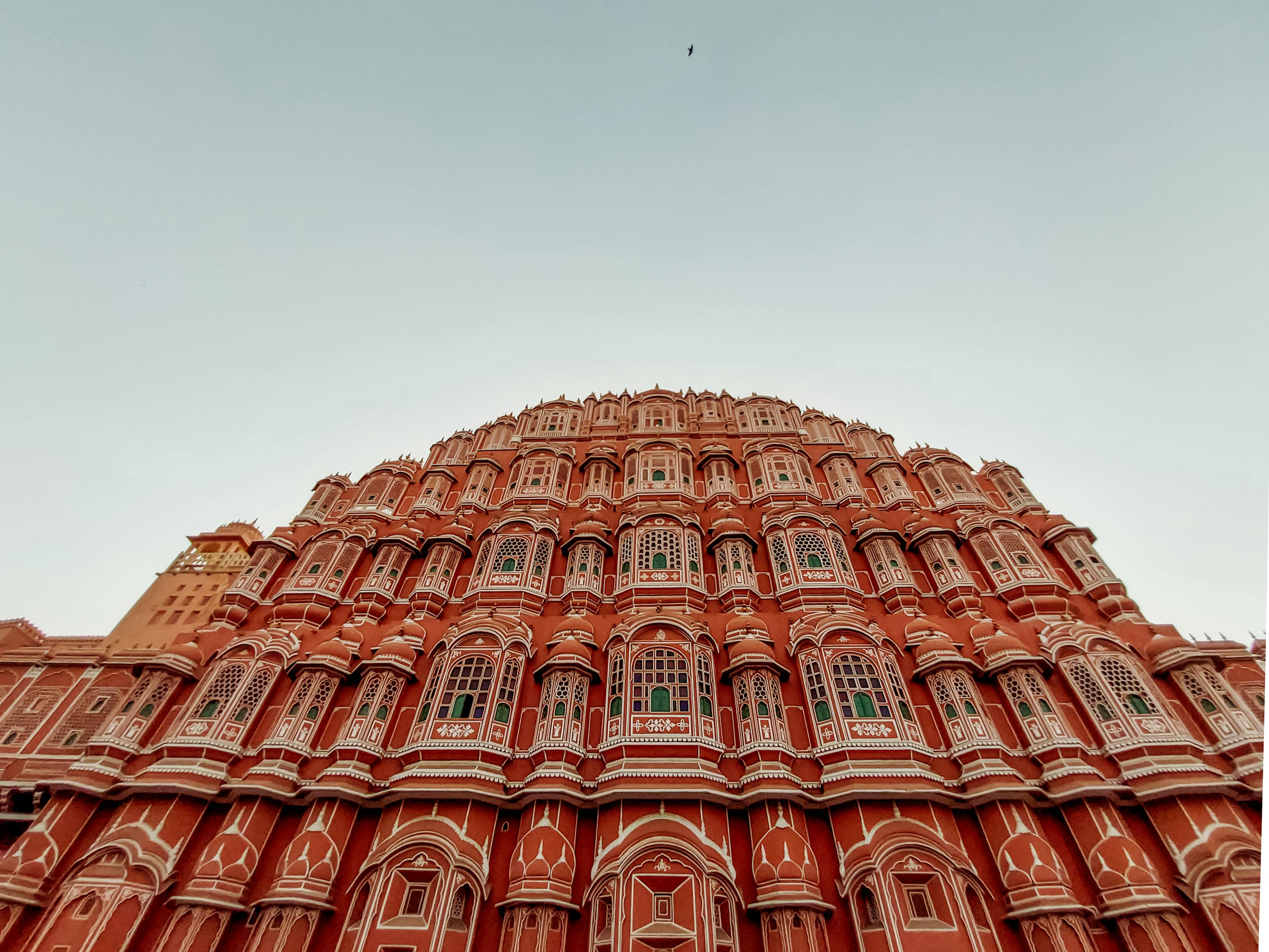 Low angle view of Hawa Mahal Palace in Jaipur, India