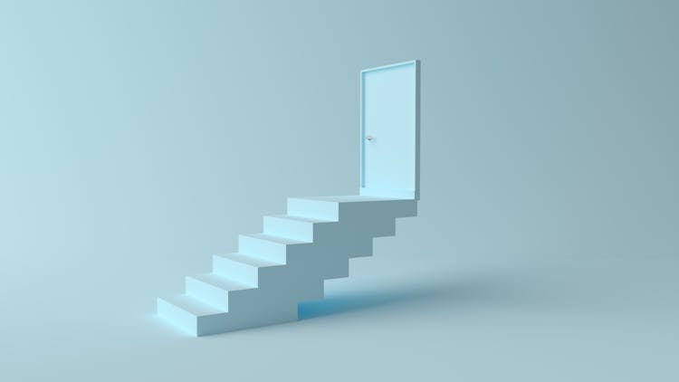 Blue Stairs With Door