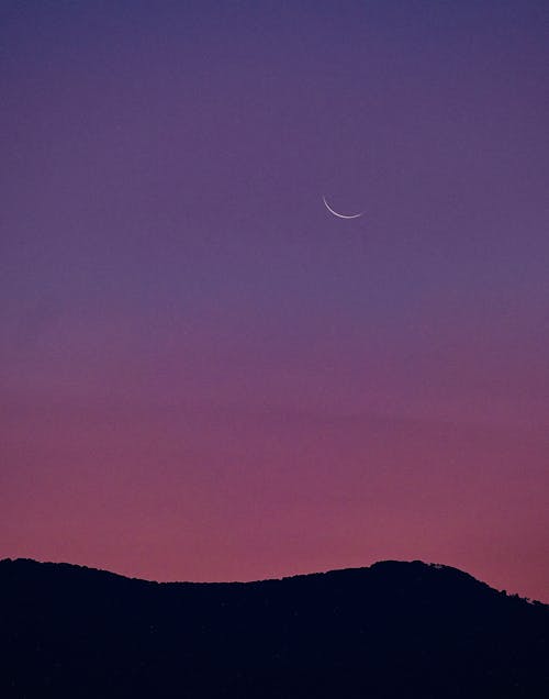 Silhouette of Mountain During Night Time