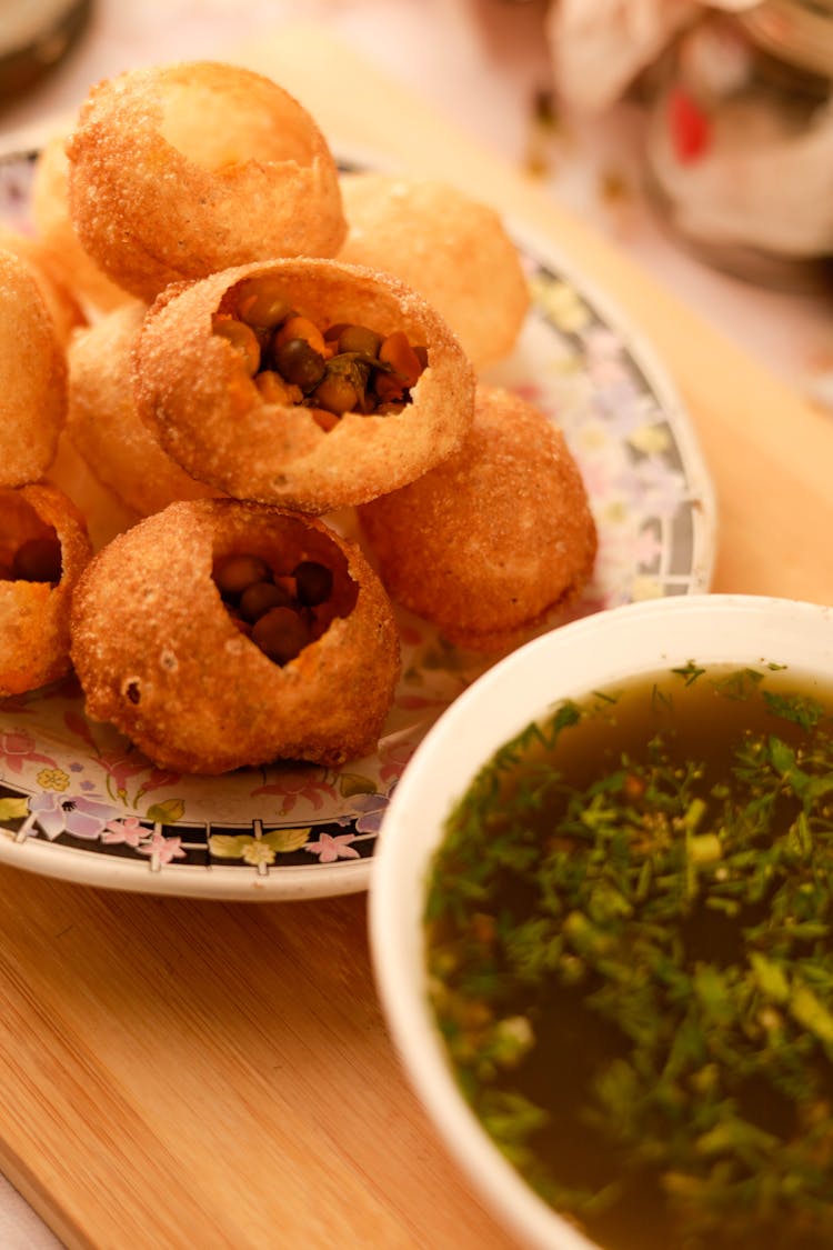 Pani Puri In Close Up Shot