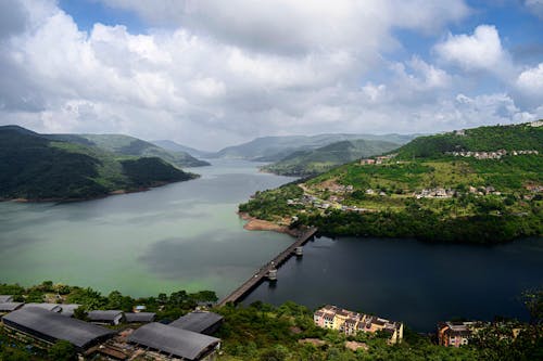 Aerial View of Buildings in a Rural Area