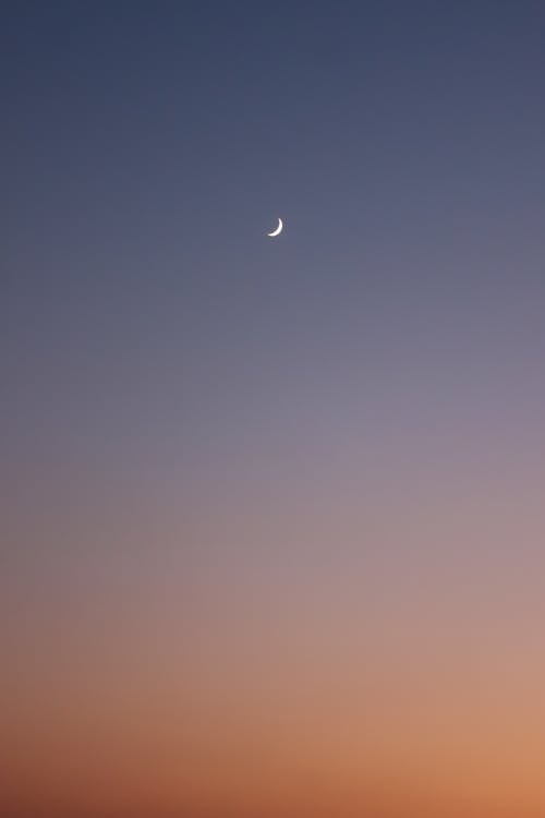 akşam karanlığı, ay, dikey atış içeren Ücretsiz stok fotoğraf