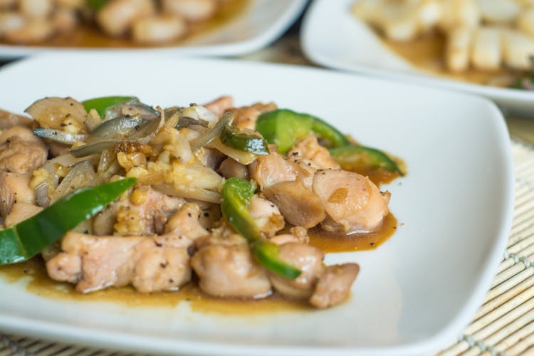 Cooked Food On White Ceramic Plate