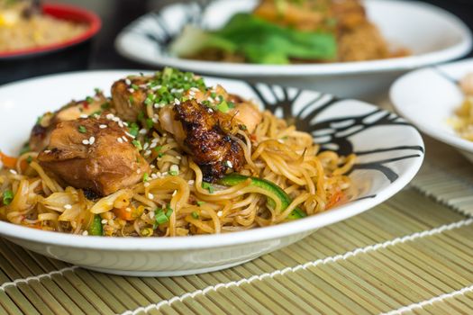 Chicken Or Turkey And Noodles With Soy-based Sauce