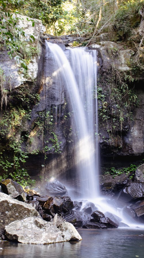 A Waterfalls Between Rock Formations