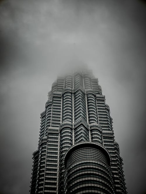 Grayscale Photo of Petronas Twin Towers