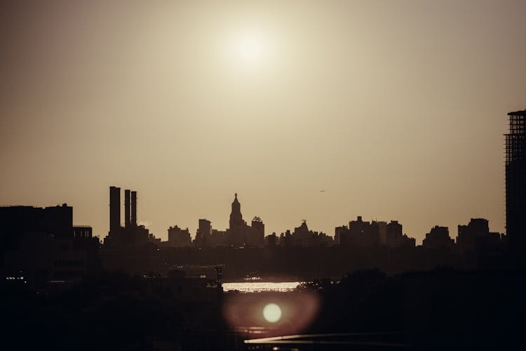 Silhouette Of Buildings In New York City During Sunset