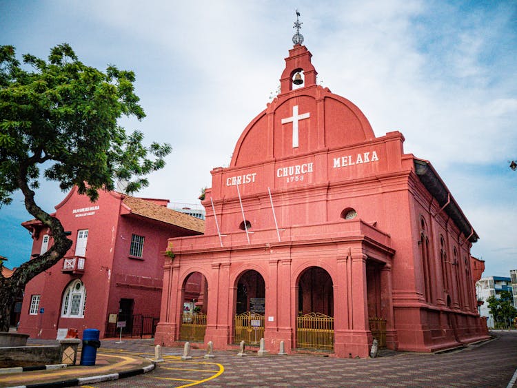 Facade Of The Christ Church Melaka In Malacca, Malaysia