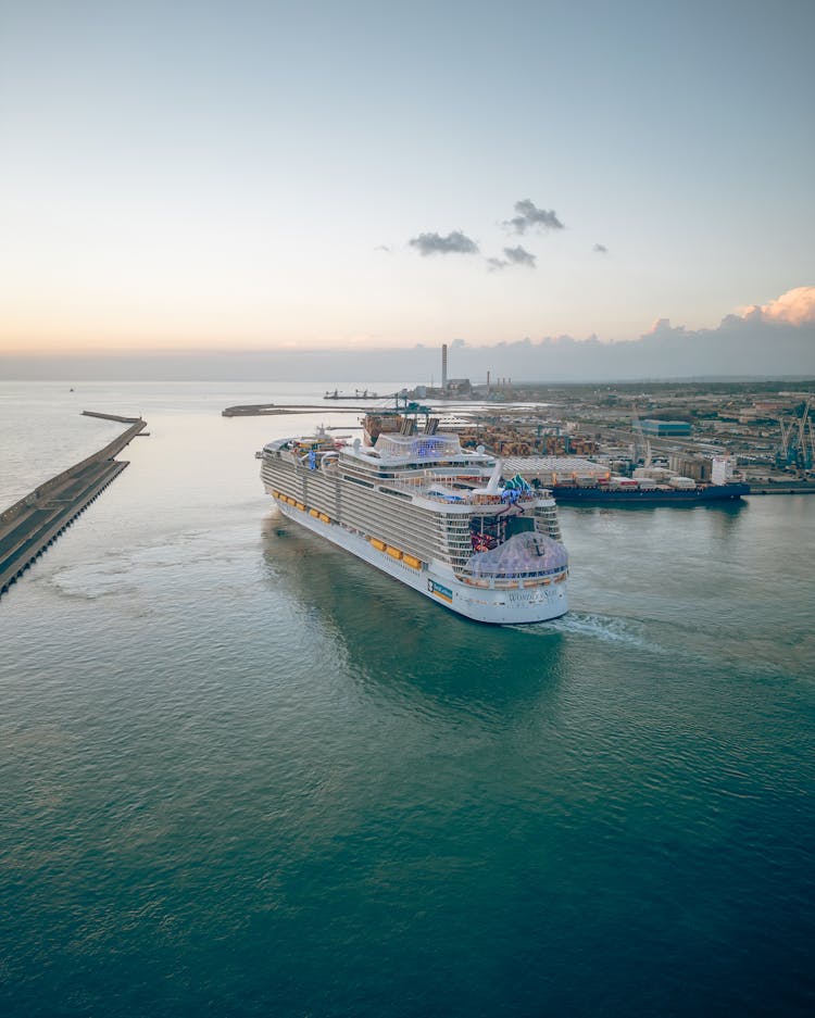 Aerial View Of A Cruise Ship