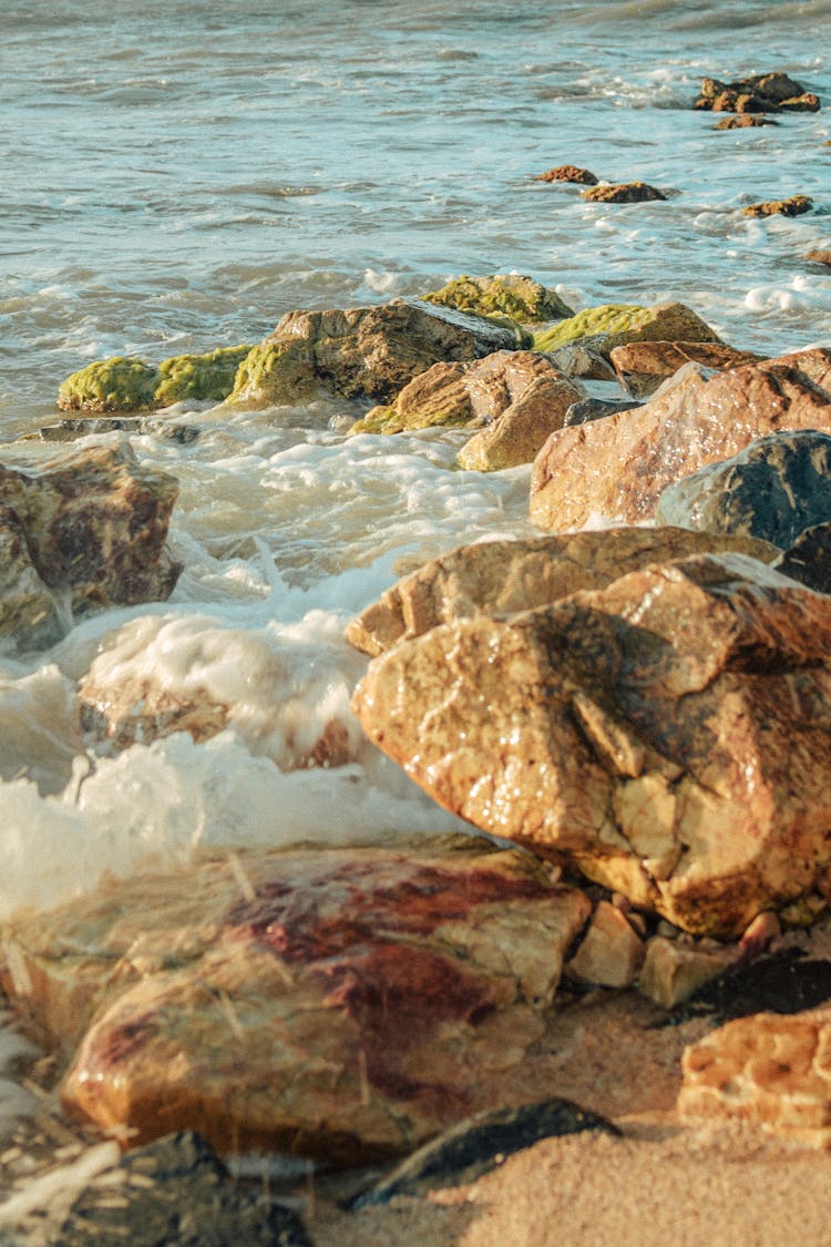 Waves Crashing On A Rocky Shore