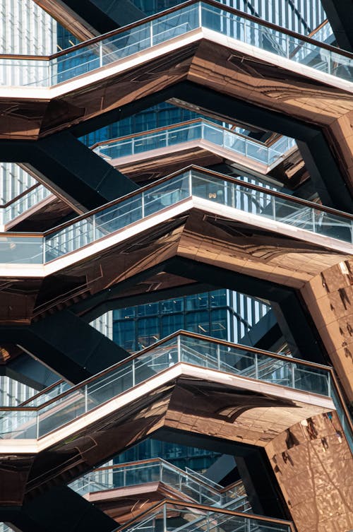 Close-up of the Facade of the Vessel Building in New York City, New York, USA