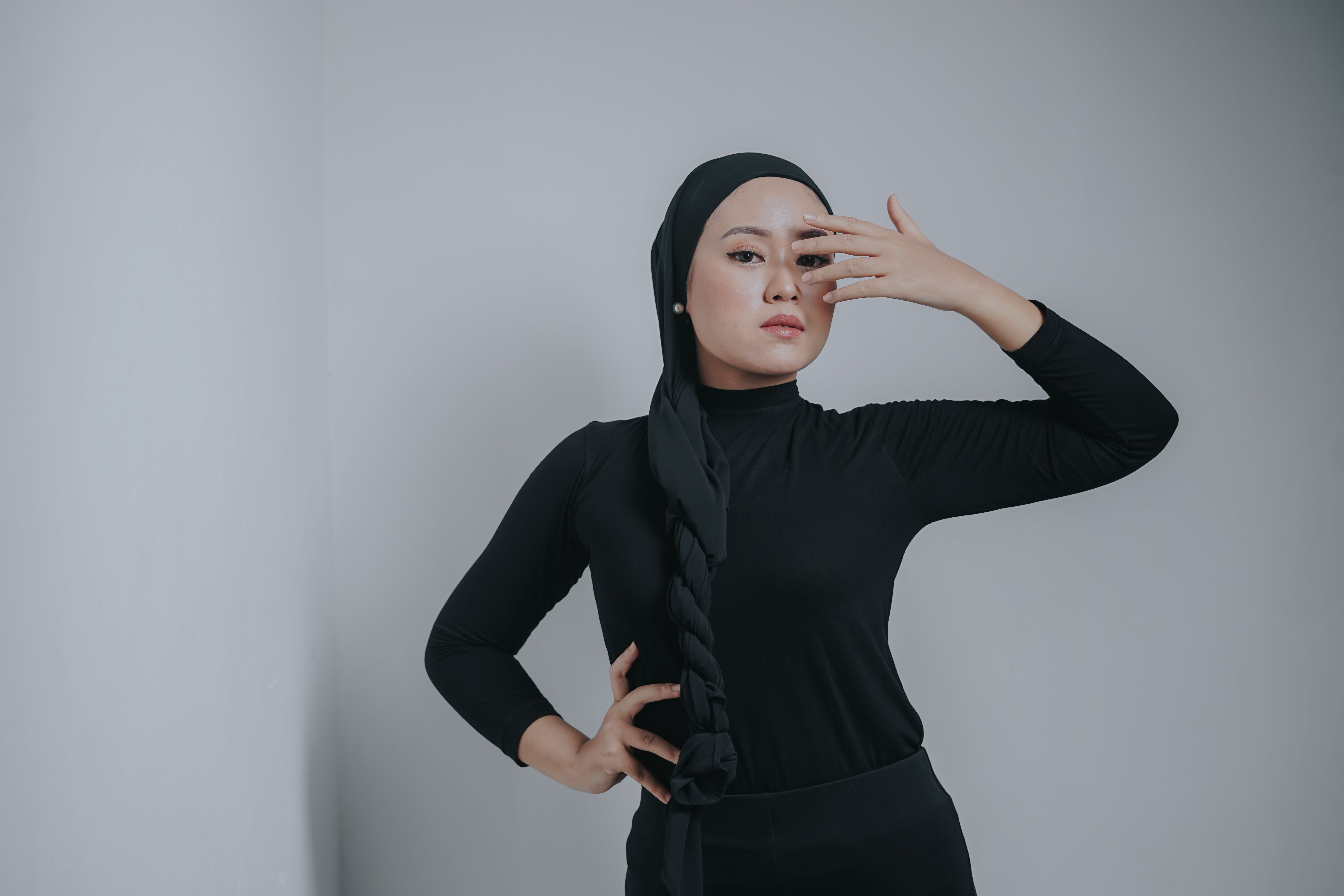 Woman in Black Long Sleeves Wearing Black Hijab · Free Stock Photo