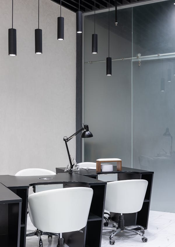 Black and White Furniture at Manicure Stations