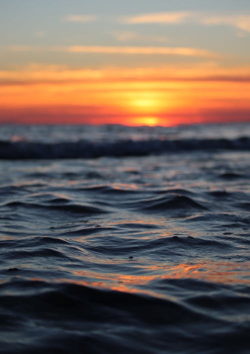 Rippled Sea Surface at Sunset