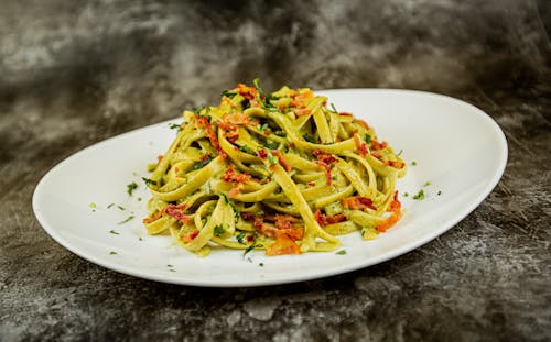 Close Up Photo of Pasta on White Plate