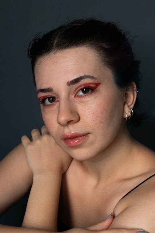 A Portrait of a Young Woman with Eye Makeup