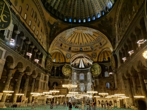 Free Explore the magnificent architecture of Hagia Sophia's interior, a historical marvel in Istanbul. Stock Photo