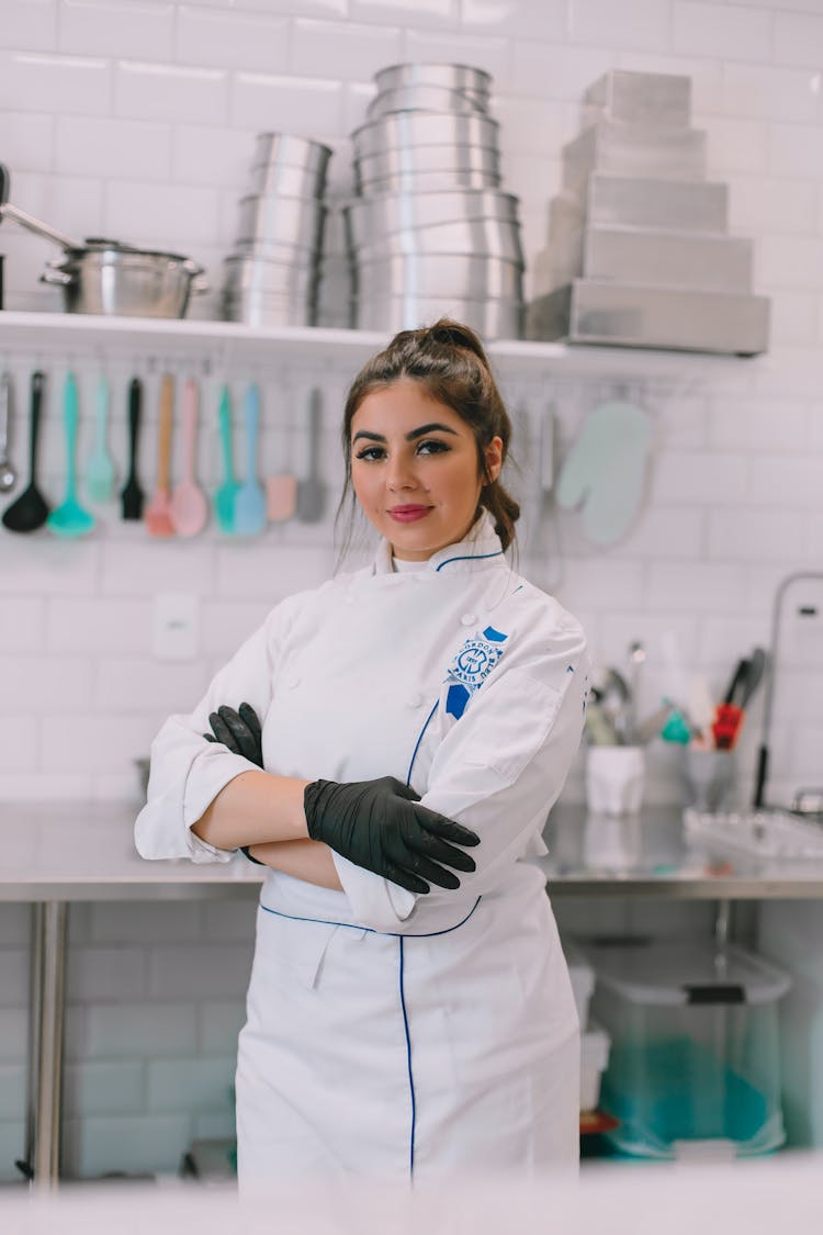 Portrait Of Brunette Woman In Kitchen