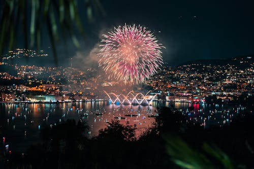 Fireworks Display over Body of Water