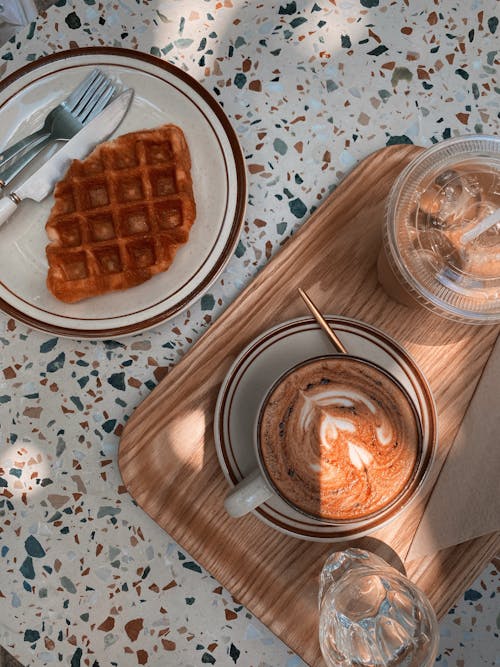 Waffle and Coffee on the Table