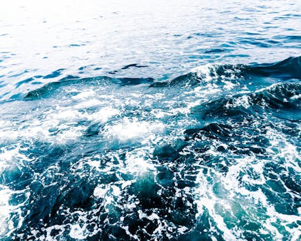 日光下，海浪捕捉着运动和海沫的生动图像