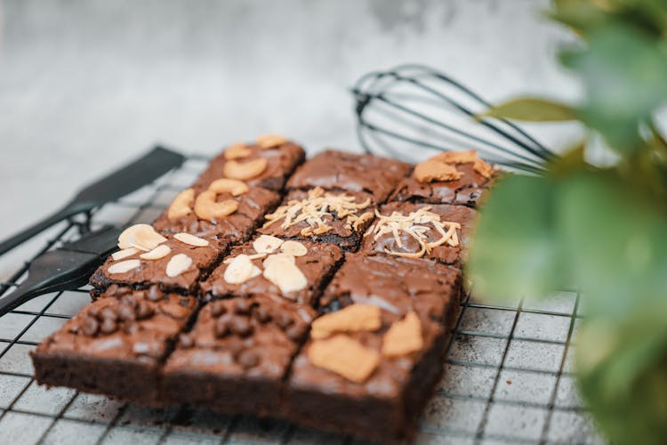 Chocolate Brownies On Cooling Rack