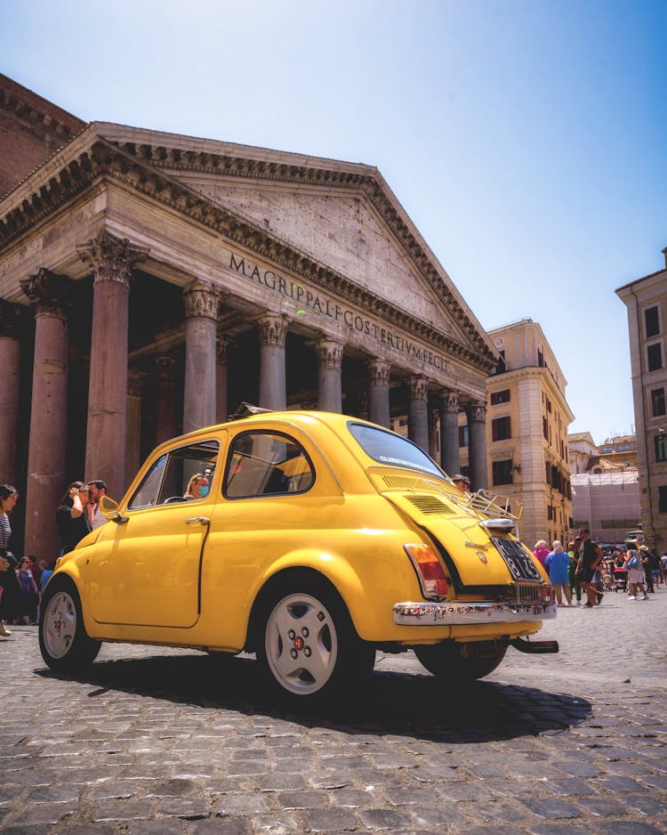 FIAT 500 Near Ancient Building