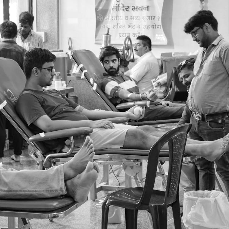 Grayscale Photo Of Patients In A Hospital