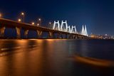 The Sea Link illuminated at night