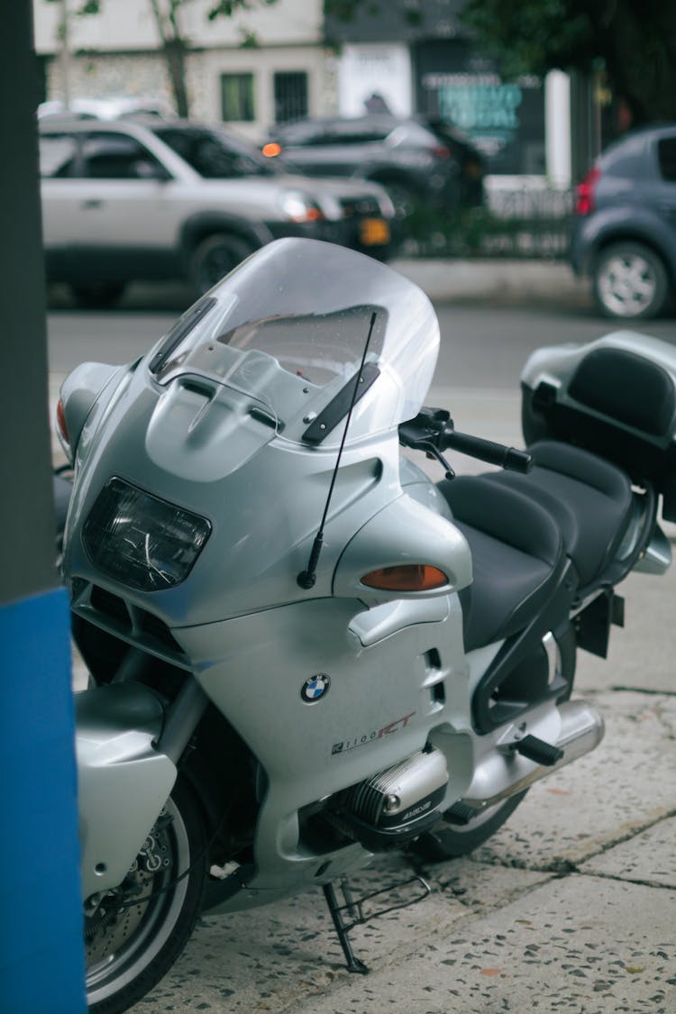 Close-up Of A Silver Motorcycle