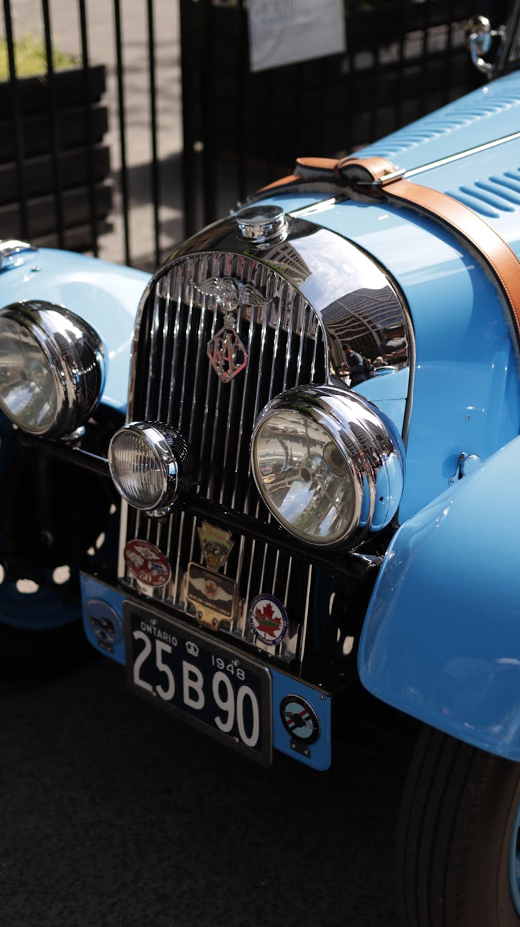 Blue Bugatti Car In Close-up Photography