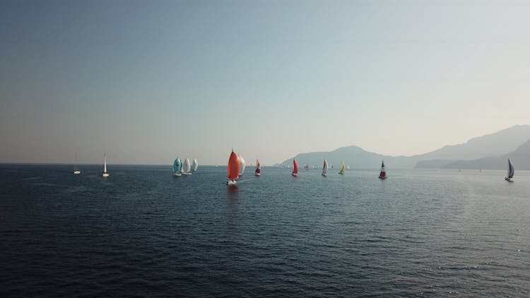 A Sailing Boats On The Sea