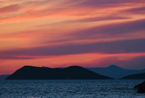 Silhouette of Mountain during Sunset