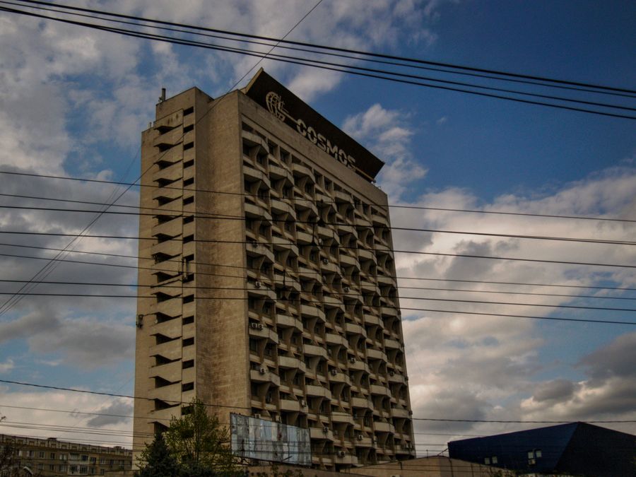 A hotel building in Chișinău, the Moldovan capital, where many long-distance conversations end up pointing