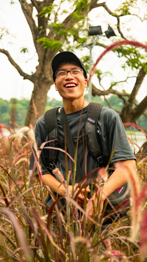 Free stock photo of asian person, field of grass, happiness