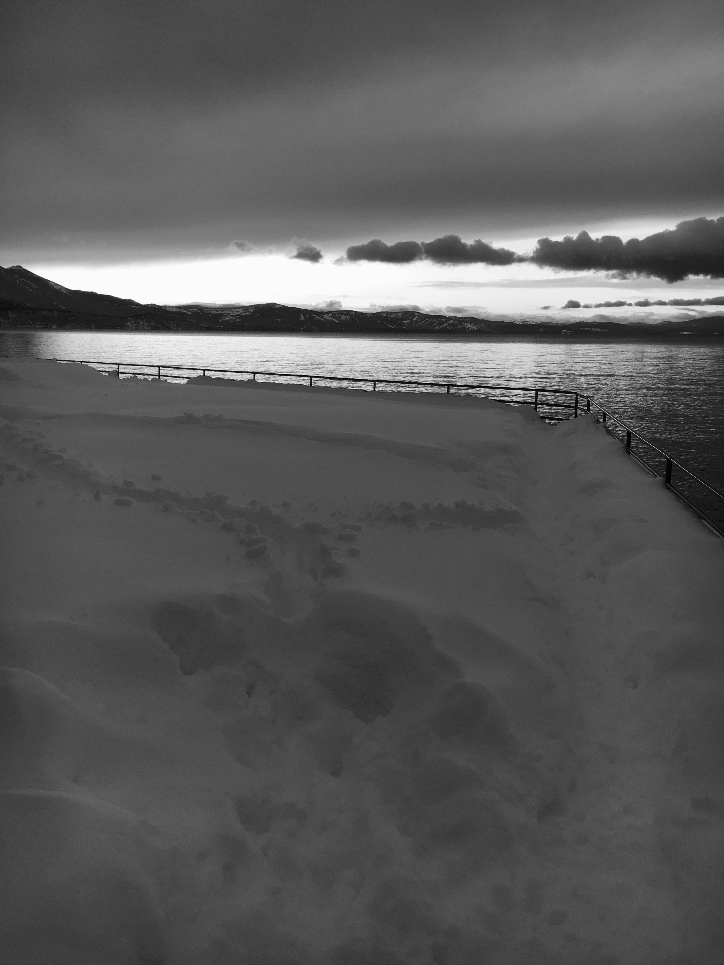 Free stock photo of black and white, lake, snow