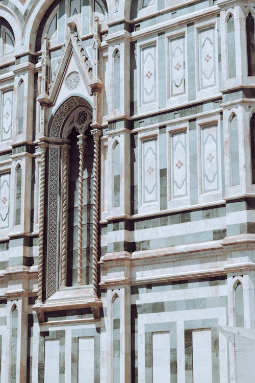 Close-up of the Window of the Cathedral of Santa Maria del Fiore in Florence, Italy 