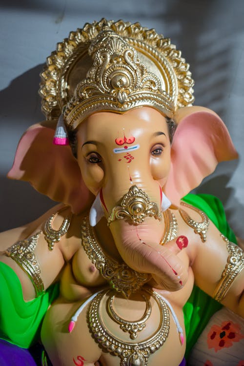 Ganesh Figurine in Close Up Photography