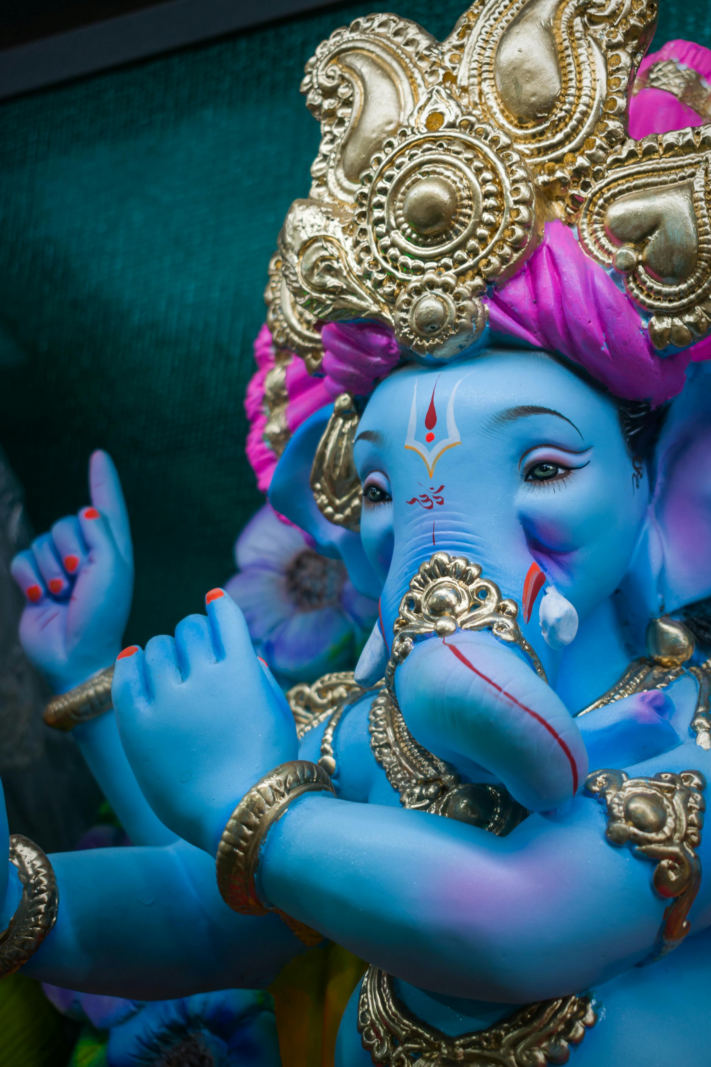 a beautiful idol of lord ganesha in mumbai during ganesh chaturthi