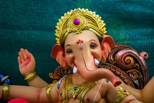A beautiful idol of Lord Ganesha in Mumbai during Ganesh Chaturthi 2022