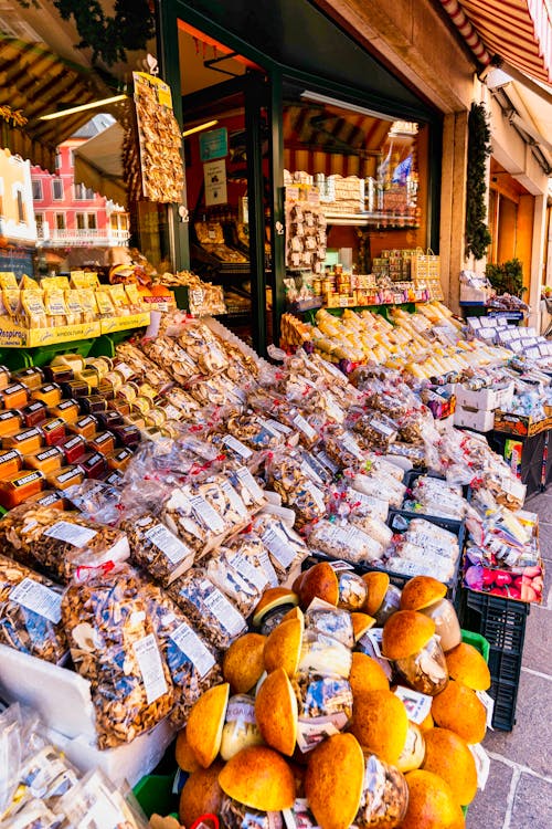 Dried Food Sold at Market Stall