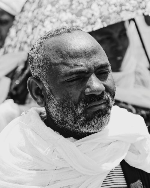 Free Striking monochrome portrait of a thoughtful Ethiopian man. Stock Photo